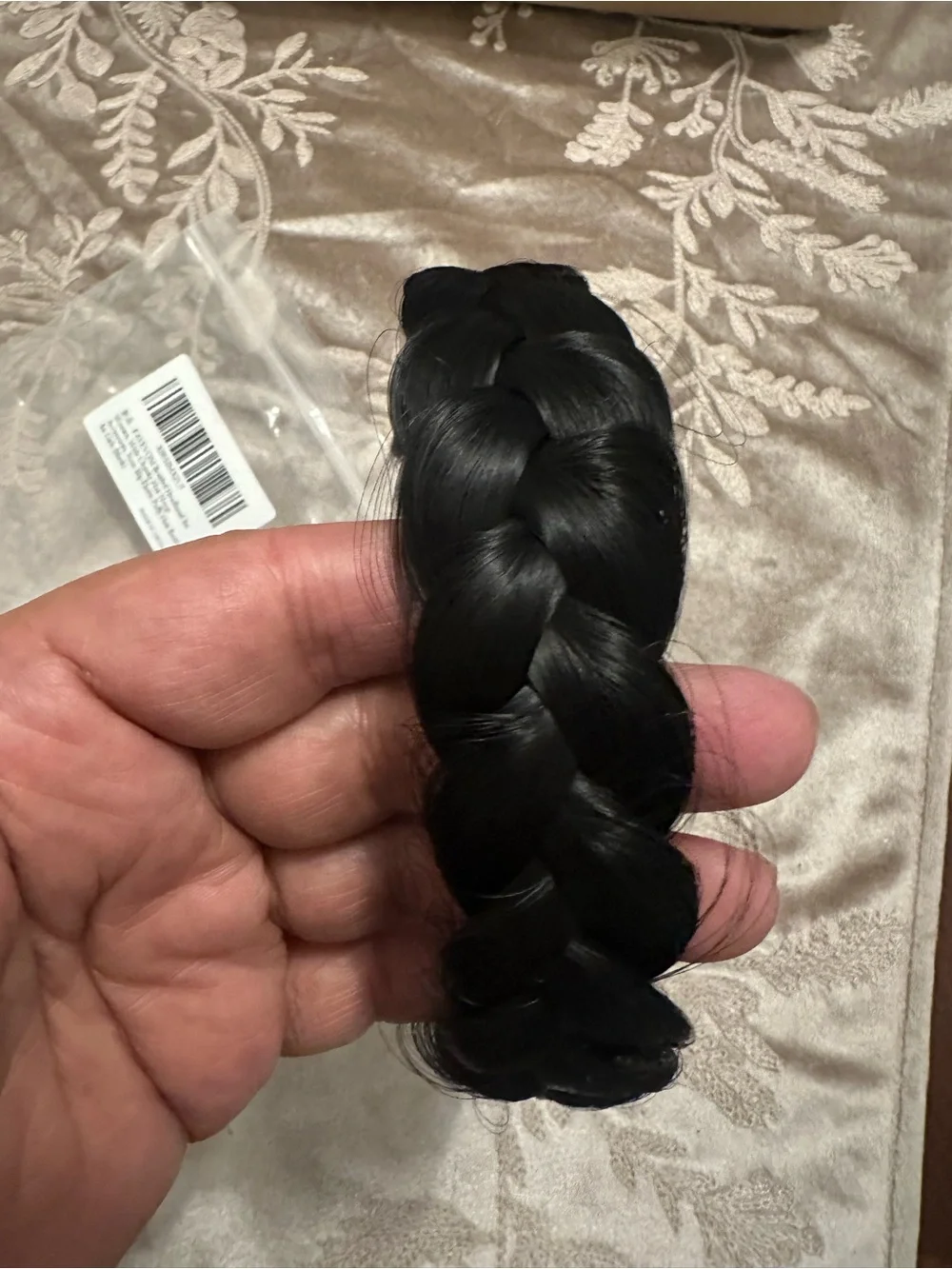 Black Braided Synthetic Hair Headband for Women